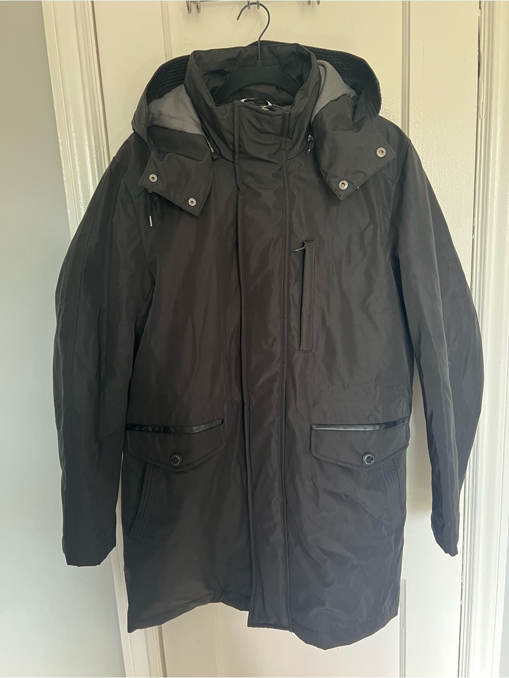 Cole Haan Men's Black Hooded Trench Coat